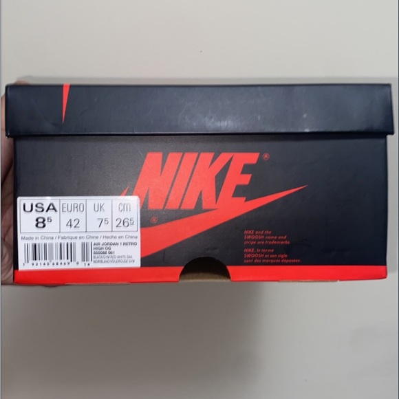 Jordan 1 Retro High Black Gym Red - Picture 5 of 8